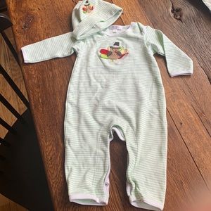 3m Magnolia Baby romper Thanksgiving Turkey Pima cotton worn once